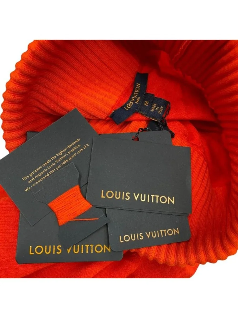 Louis Vuitton Turtleneck Knit Sweater Top Wool Polyurethane Red Fine Daily